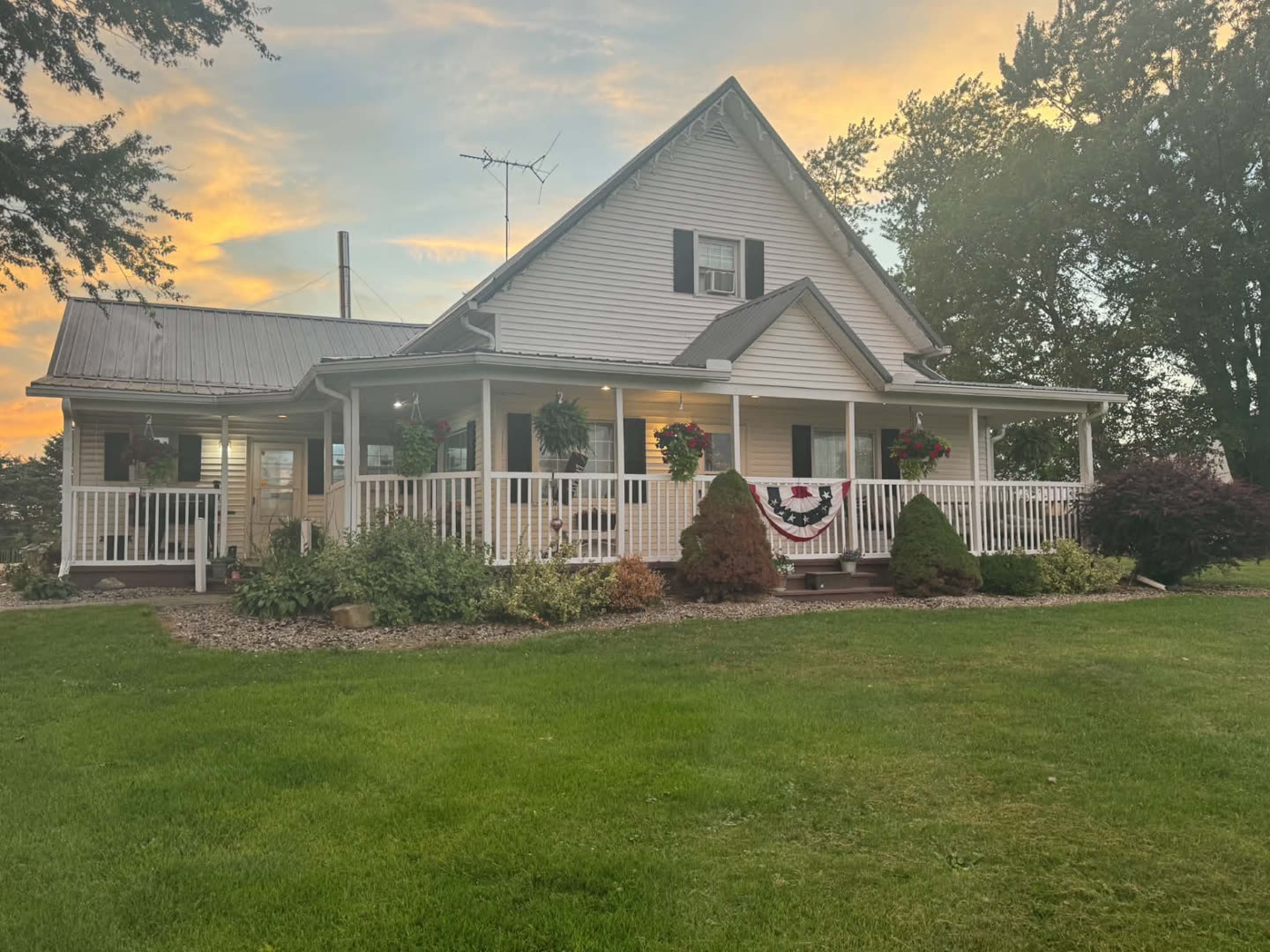 The Sayers family farmhouse at sunset